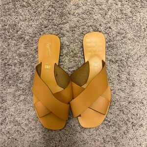 Seychelles Tan Crossband Slide Sandals